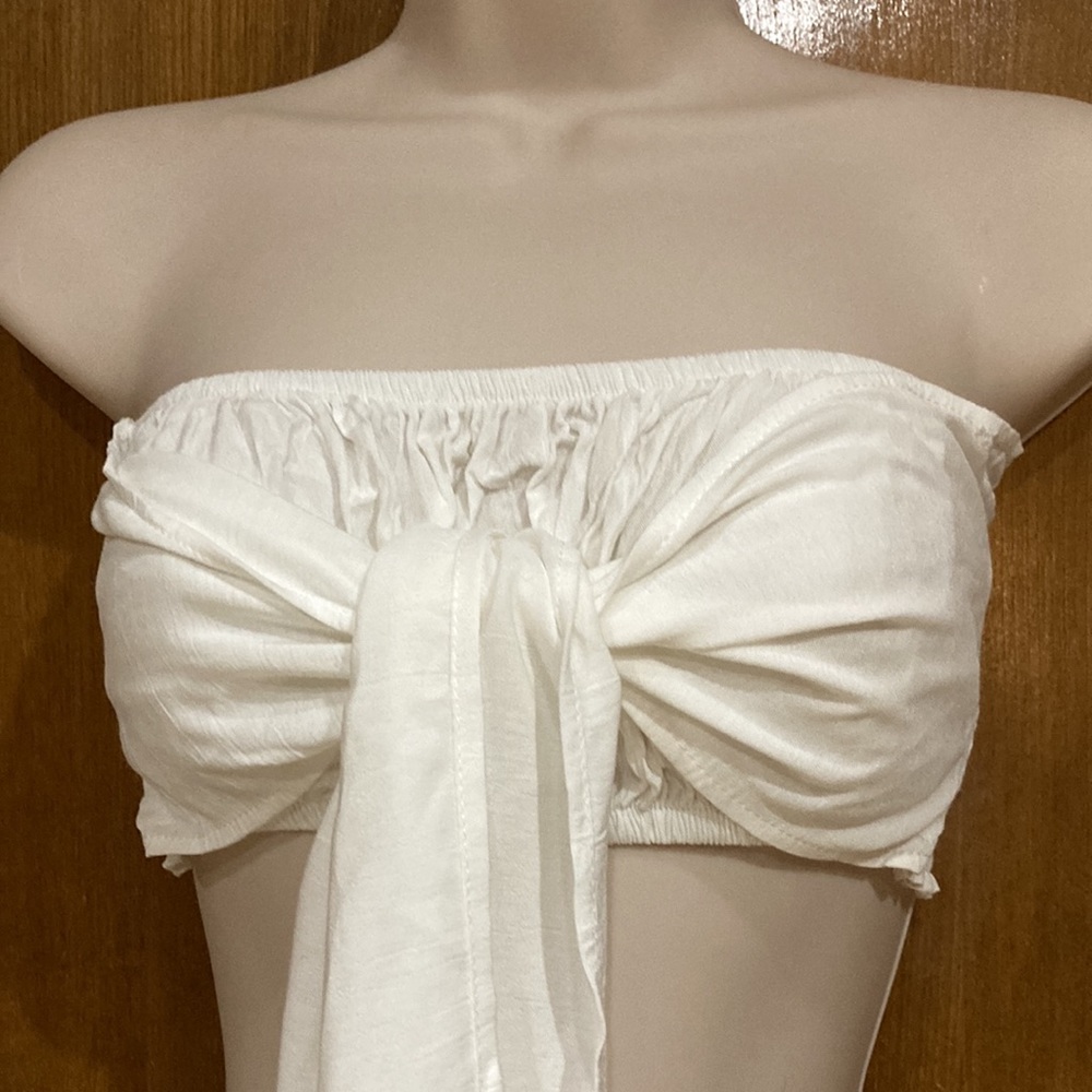 Nasty Gal Crinkle Tie Front Bandeau Top